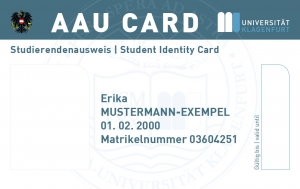 Musterexemplar der AAU Card für Studierende