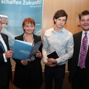 Rektor Mayr, Universitäts-ratsvorsitzende Stockbauer, ÖH-Vorsitzender Sagl und Senatsvorsitzender Vitouch | Foto: aau/Hoi