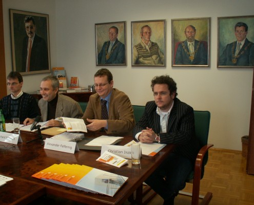 (v.li.) Hermann Hellwagner, Gerhard Friedrich, Alexander Felfernig, Christian Inzko | Foto: aau/KK