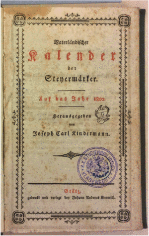 Vaterländischer Kalender der Steyermärker I ES 18600, Titelblatt