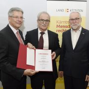 Menschenrechtspreis 2018 des Landes Kärnten mit Landeshauptmann Peter Kaiser, Vladimir Wakounig und Bischofsvikar Josef Marketz