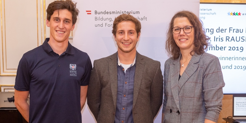 Maximilian Lex, Tobias Riedel, Iris Rauskala - Ehrung BMBWF 2019