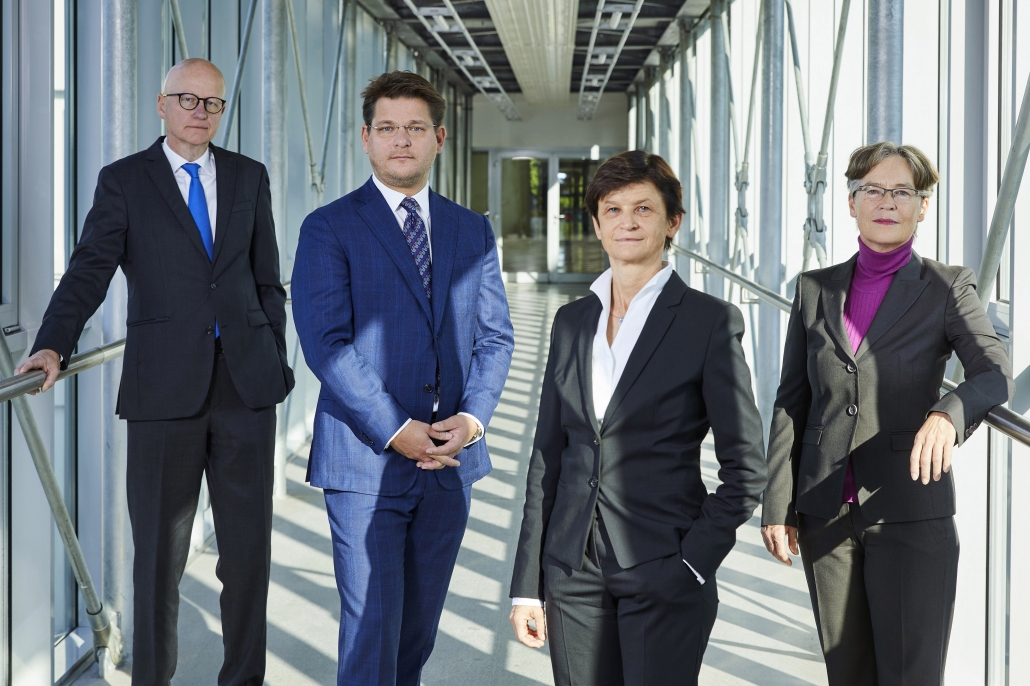 Rektorat: Reinhard Stauber (Personal & Infrastruktur), Oliver Vitouch (Rektor), Doris Hattenberger (Lehre), Martina Merz (Forschung)