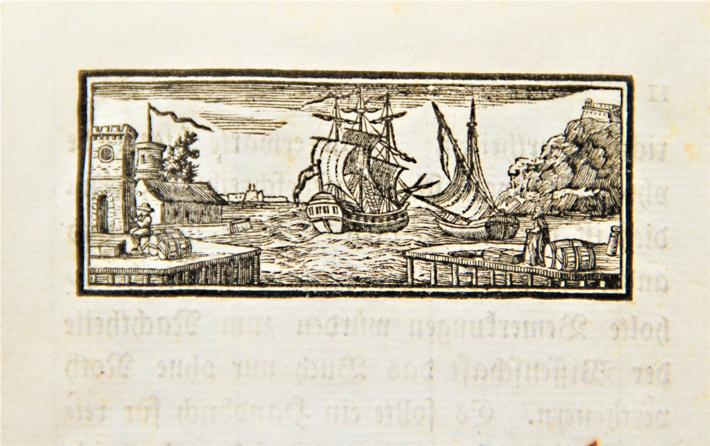 Abb. Zeichnung Hafen mit Segelbooten