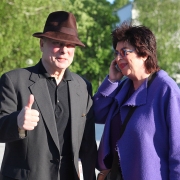 Oswald Wiener und Gattin Lore Heuermann an der Universität Klagenfurt im Jahr 2010