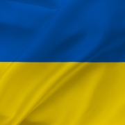 Fabric curved flag of Ukraine, UA