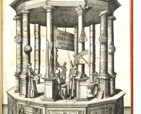 Der Tempel der Urania, der Muse der Sternenforschung. Aus Kepler, Tabulae, 1627e-Frontispiz