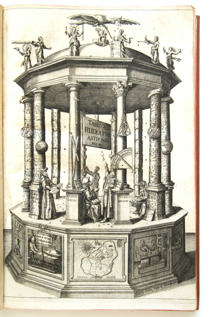 Der Tempel der Urania, der Muse der Sternenforschung. Aus Kepler, Tabulae, 1627e-Frontispiz