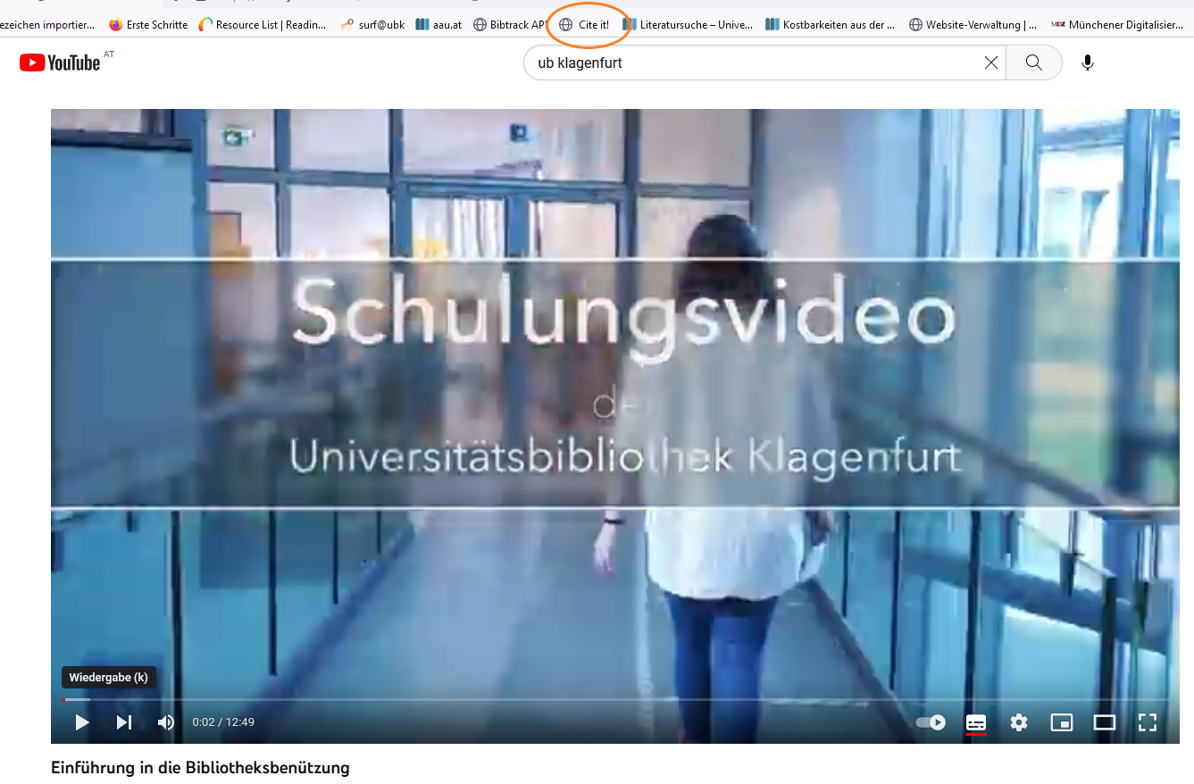 Dieser Screenshot zeigt den Titel eines YouTube-Videos der UB-Klagenfurt. Es ist das Icon 