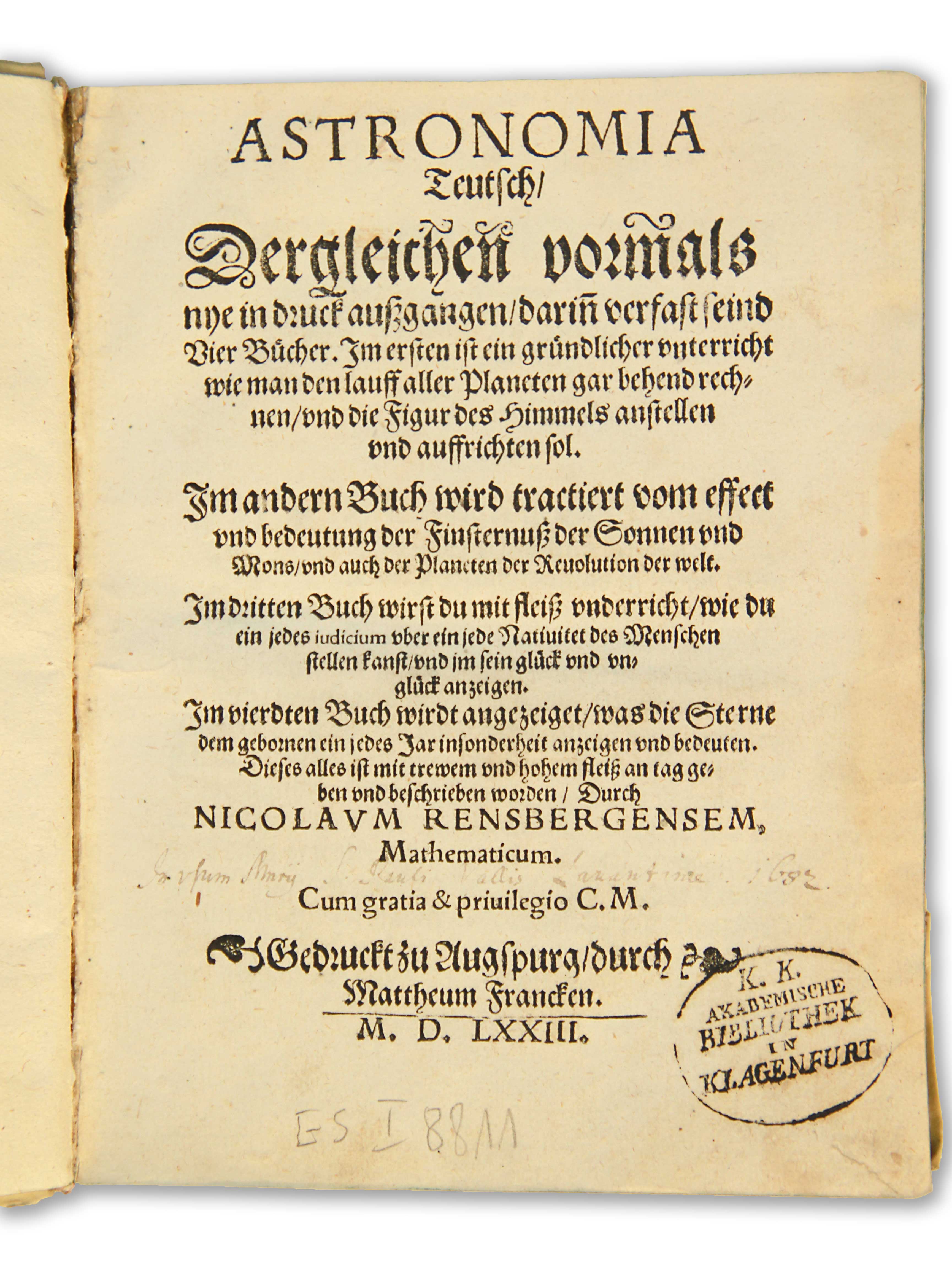 Rensberger-Astronomia-1573-ES-I-8811-Titelblatt