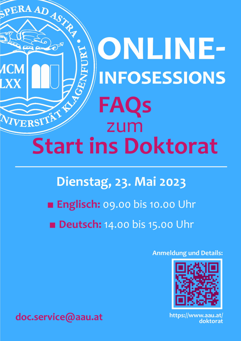ONLINE-INFOSESSIONS FAQs zum Start ins Doktorat am 23.05.2023