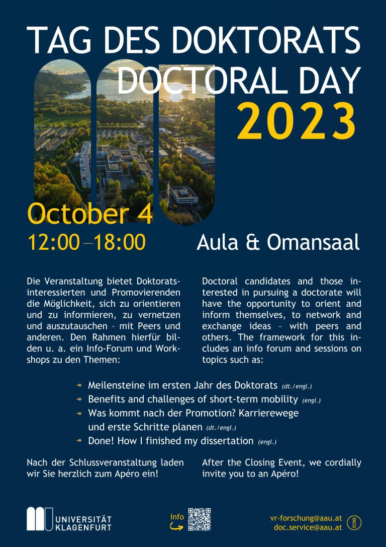 Plakat zum Tag des Doktorats | Doctoral Day 2023 am 4. Oktober (12:00-14:00 Uhr)
