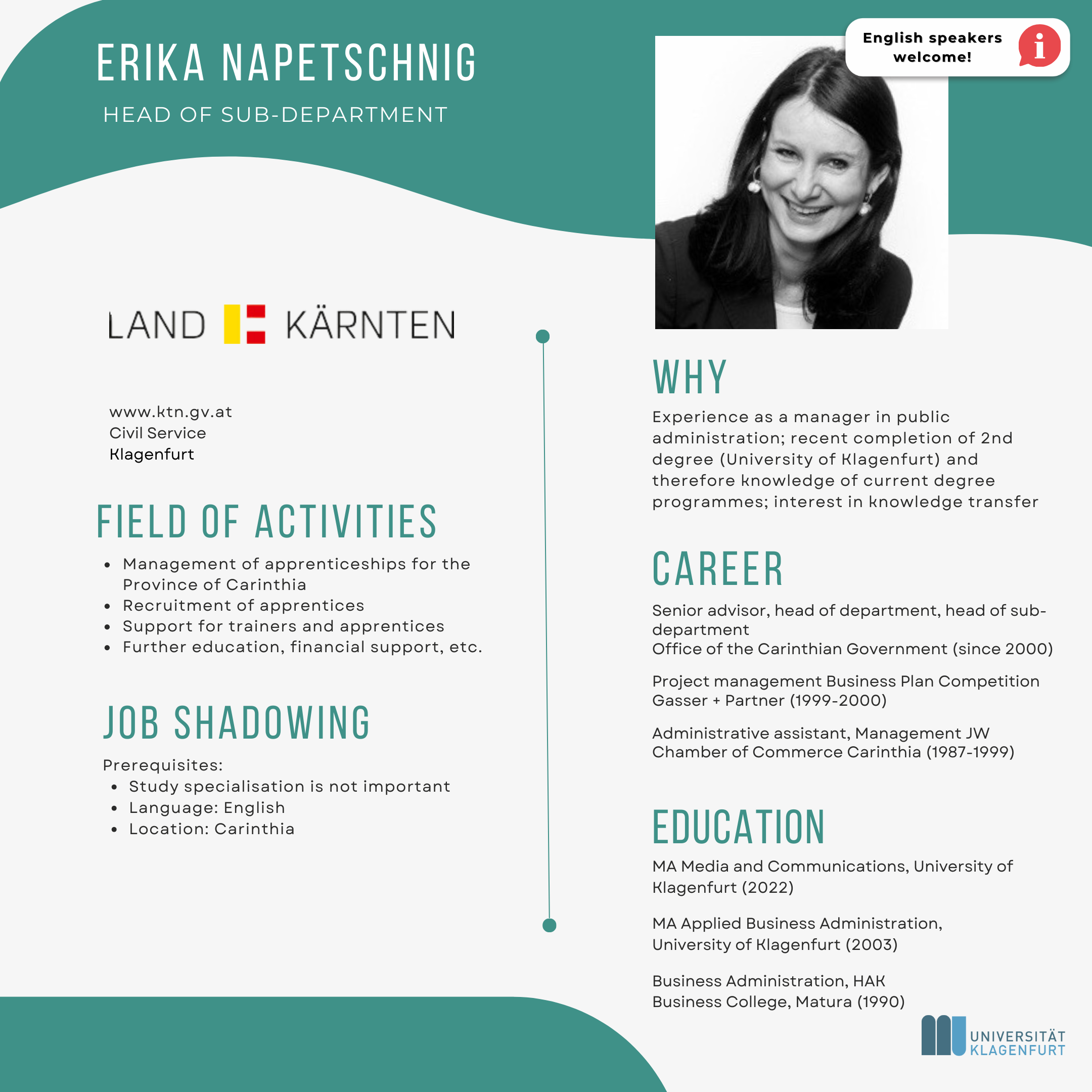 Steckbrief Job Shadowing | Erika Napetschnig