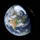 Erde vom Weltall aus gesehen; lizenzfreies Bild
