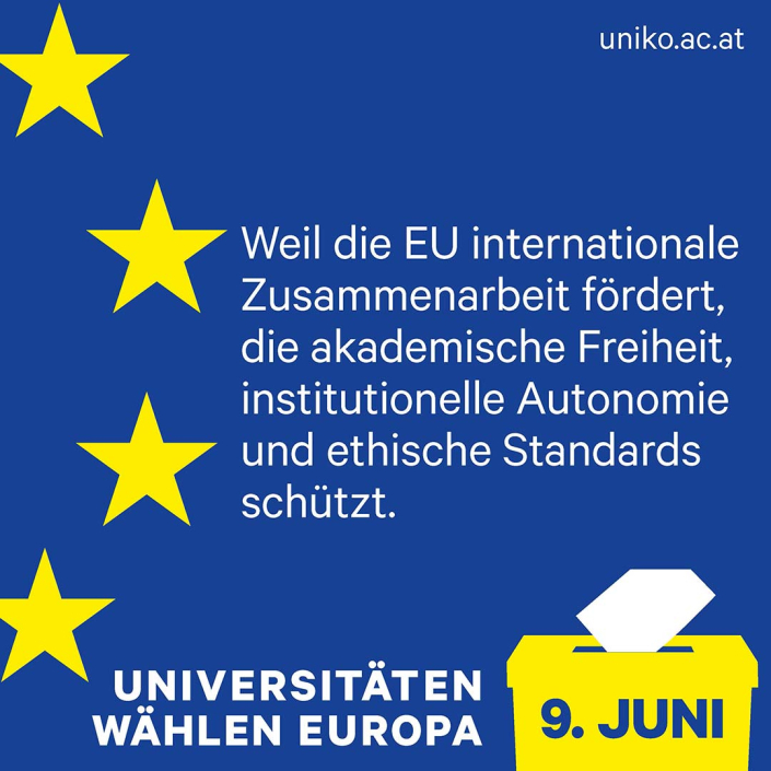 Sujet uniko EU-Wahl 2024: Weil die EU internationale Zusammenarbeit fördert, die akademische Freiheit, institutionelle Autonomie und ethische Standards schützt.