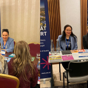 Die Messestände der Universität Klagenfurt in Bratislava und Budapest