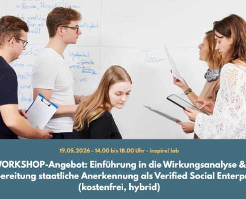 Menschen im Workshopsetting mit der Überschrift zum Workshop