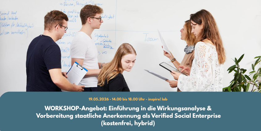 Menschen im Workshopsetting mit der Überschrift zum Workshop